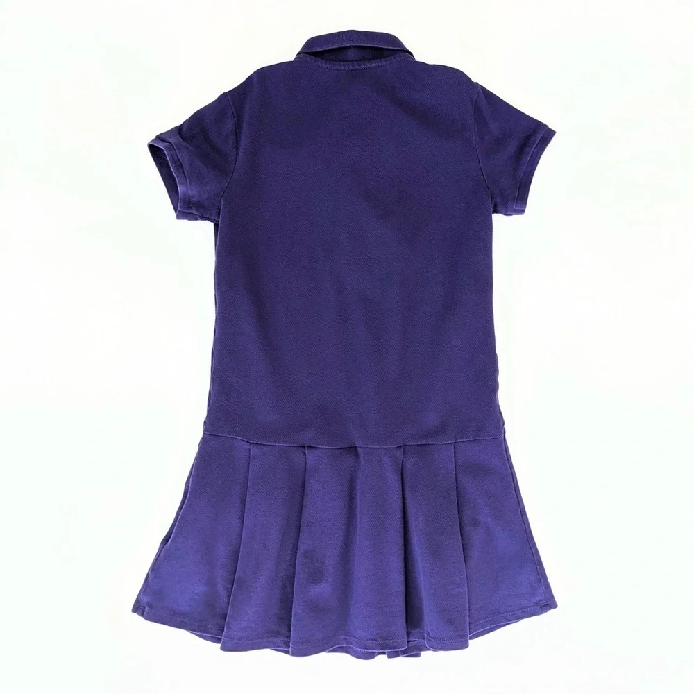 Girls Lands' End School Uniform Deep Purple Polo Dress
